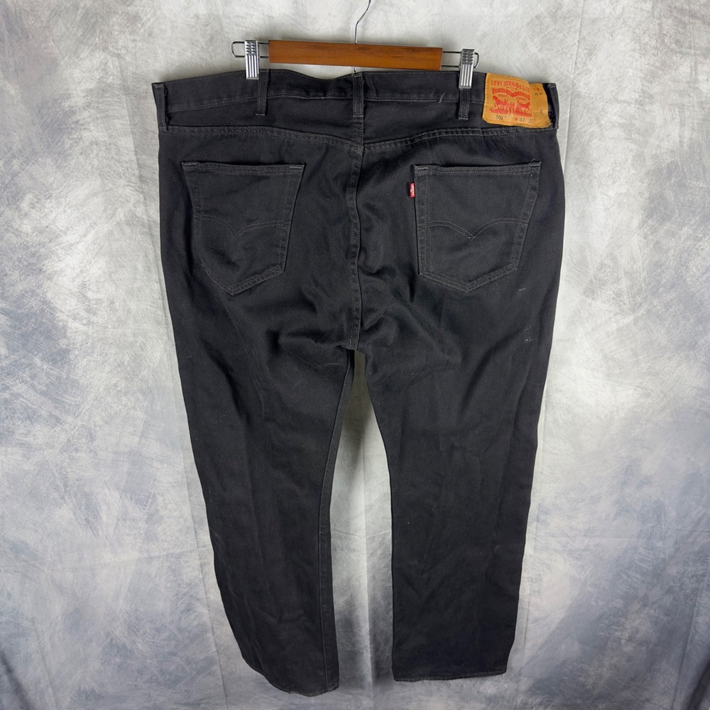 Levis 501 Original Fit Mens Black Straight Leg Button Fly Denim Jeans 44x32‎